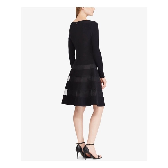 Lauren Ralph Lauren Tulle-Trim Party Dress in Black Sz. 2 - Picture 2 of 11